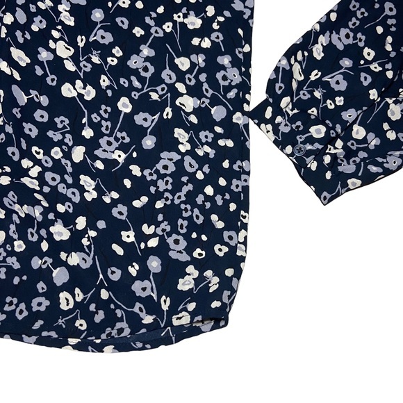 Loft flower print blouse blue white small - Picture 2 of 5